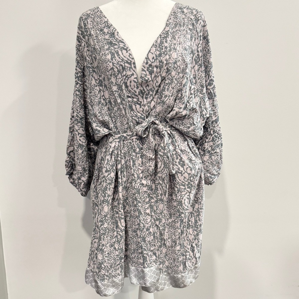 Sudara Women Kimono Robe OS Paisley Tie Waist Boho‎ Swim Cover Resortwear 20482